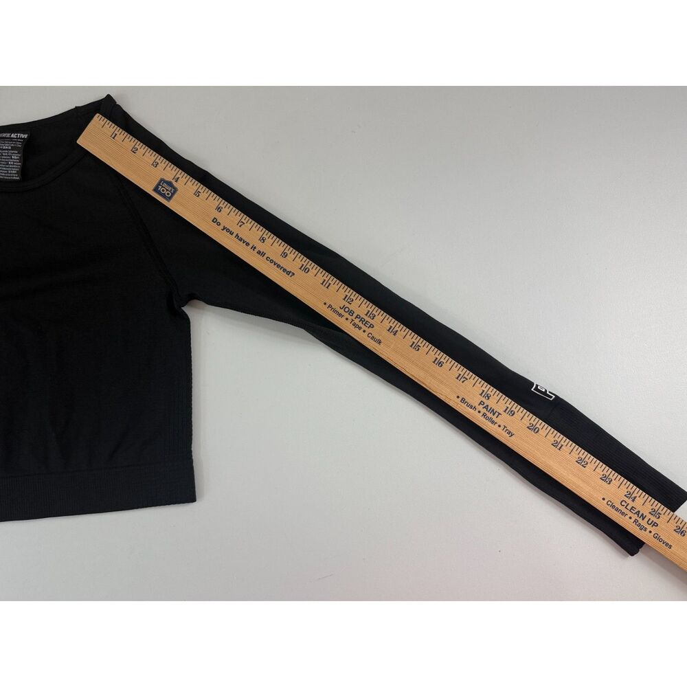 PINK Victoria's Secret Active Women’s XS Black Seamless Long Sleeve Crop Top - Picture 7 of 8
